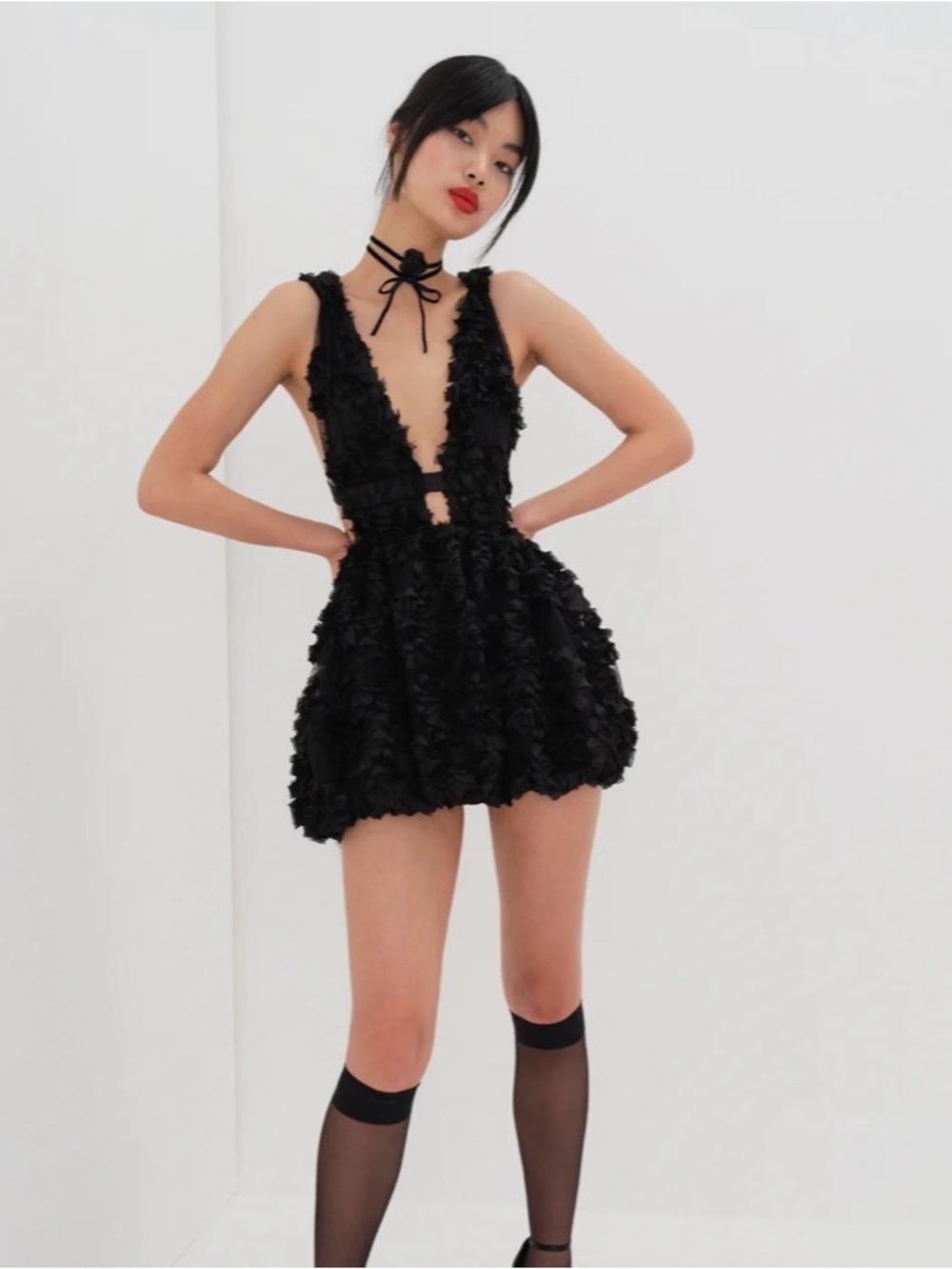 For Love and Lemons, Astrid, black, open back mini dress XS